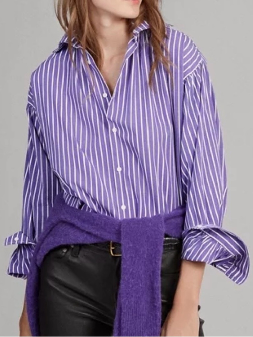 Lauren Ralph Lauren Women’s Shirt Purple Black White Button Up Size: L